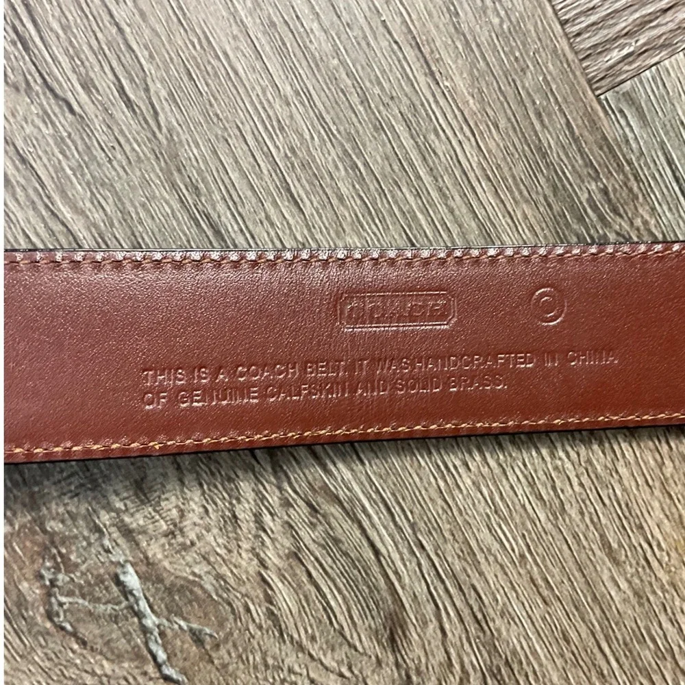 Coach Belt Mens 40 Black Silver Leather Solid Brass Square Buckle Classic 5963